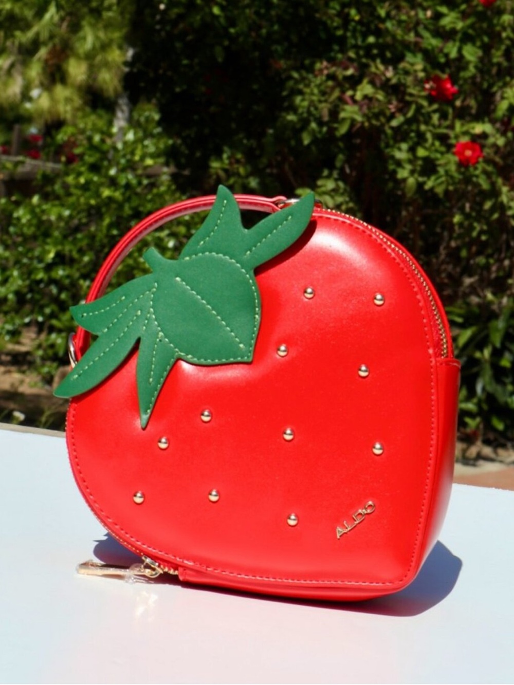 Aldo Red Berrysweet Strawberry Crossbody Bag Top Handle Strap Novelty